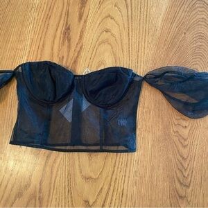 Lovers + Friends bustier off the shoulder sheer top small